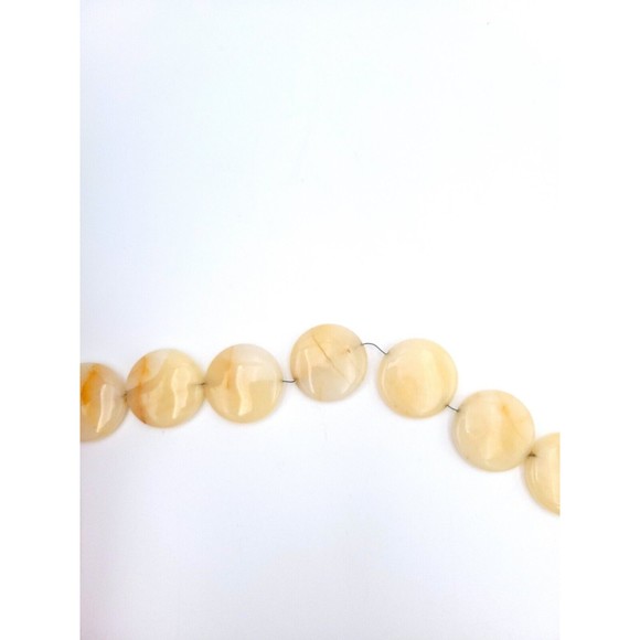 Polished Stone Statement Necklace Large Flat Round Beads Onyx? Unique Handmade - Picture 5 of 10